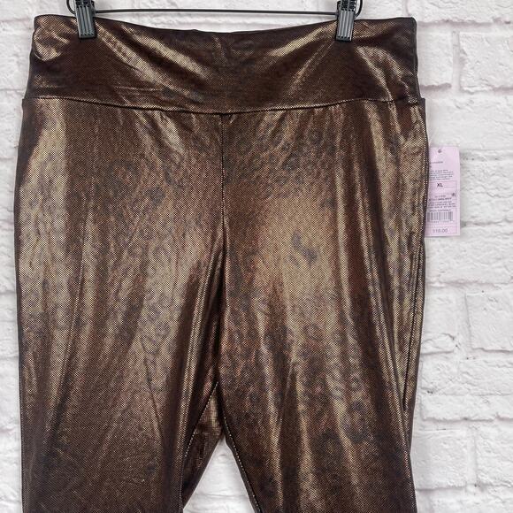 G3015 Wild Fable Women's Copper Metallic Animal Print High Rise Leggings sz XL - Picture 2 of 9